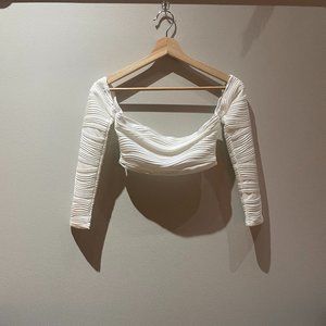 SHEIN EZ Wear Off Shoulder Textured Crop Top